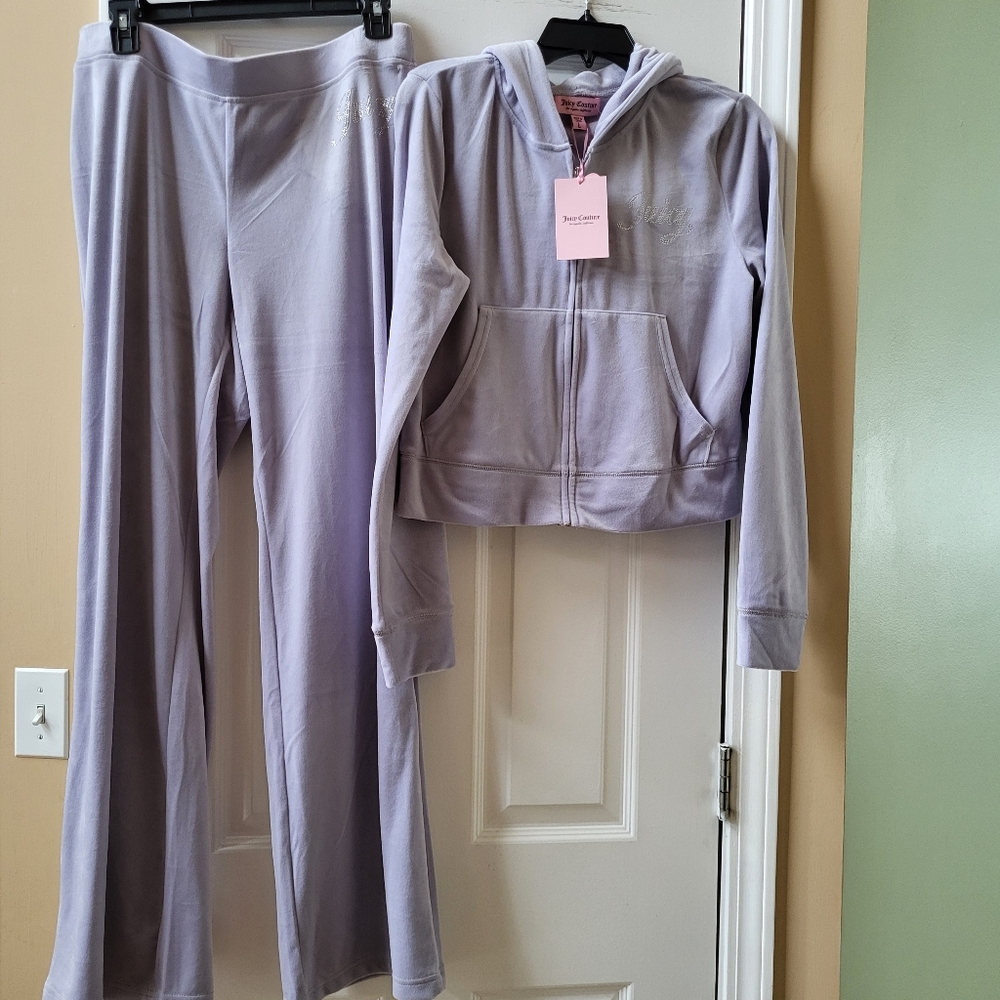 Juicy Couture Velour Lavender Haze Tracksuit 2 Pc Set Hoodie & Pants Size L